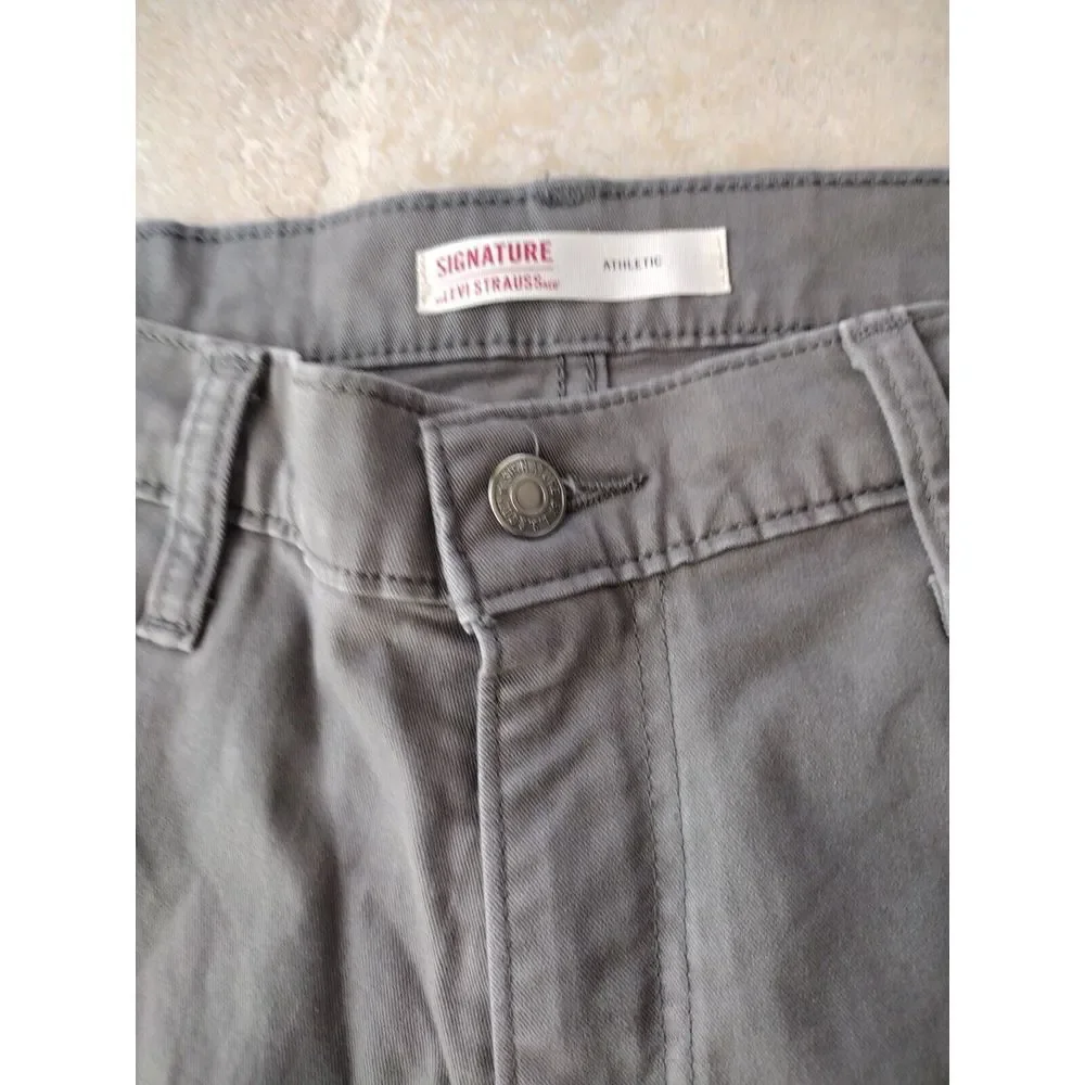 Levi's Jeans Men's 29WX30L Gray Twill‎ Athletic Zip Pocket Stretch Streight Leg